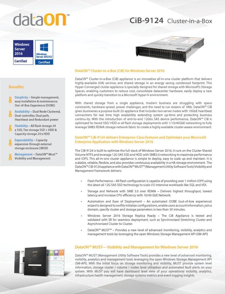 CiB-9124 · DataON is a Hybrid Cloud Computing Company